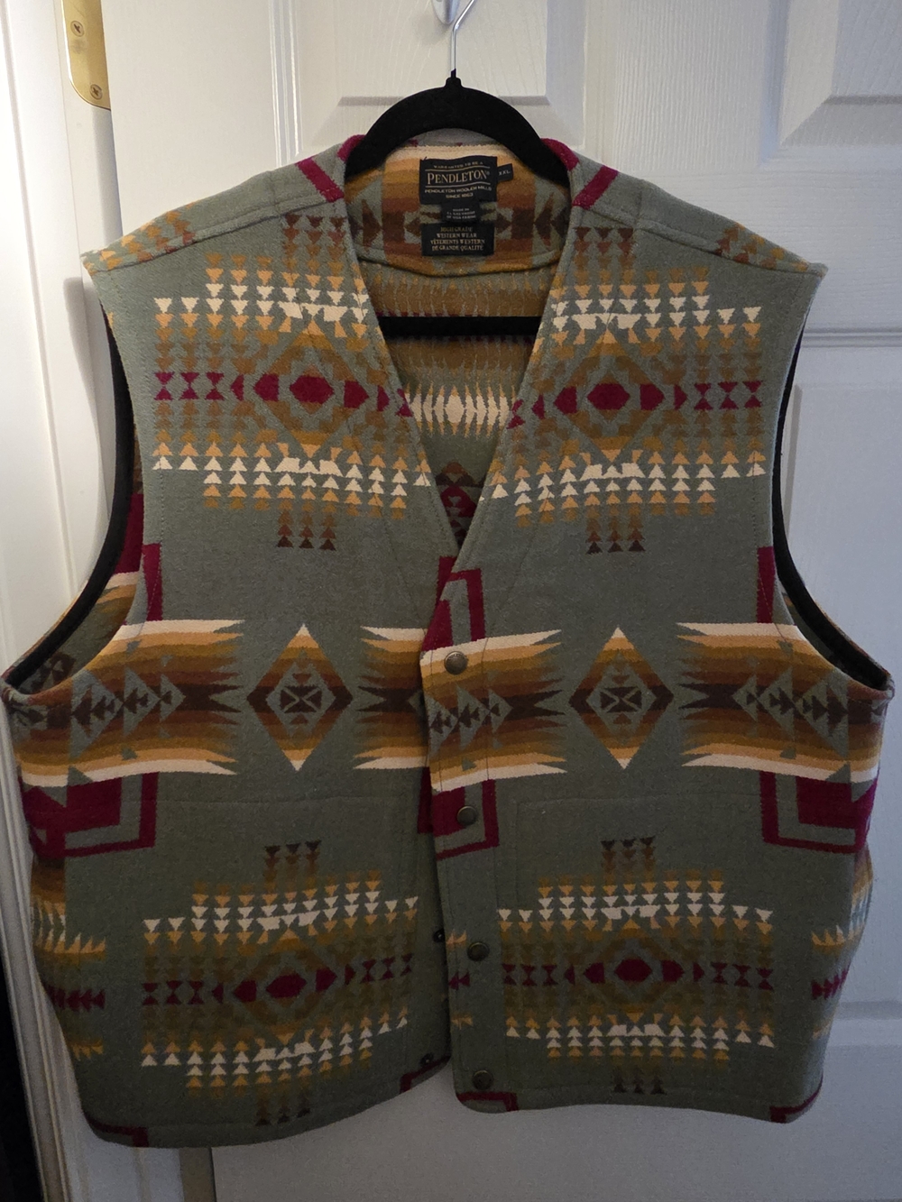 Pendleton Men's Olive Green Aztec Wool Vest